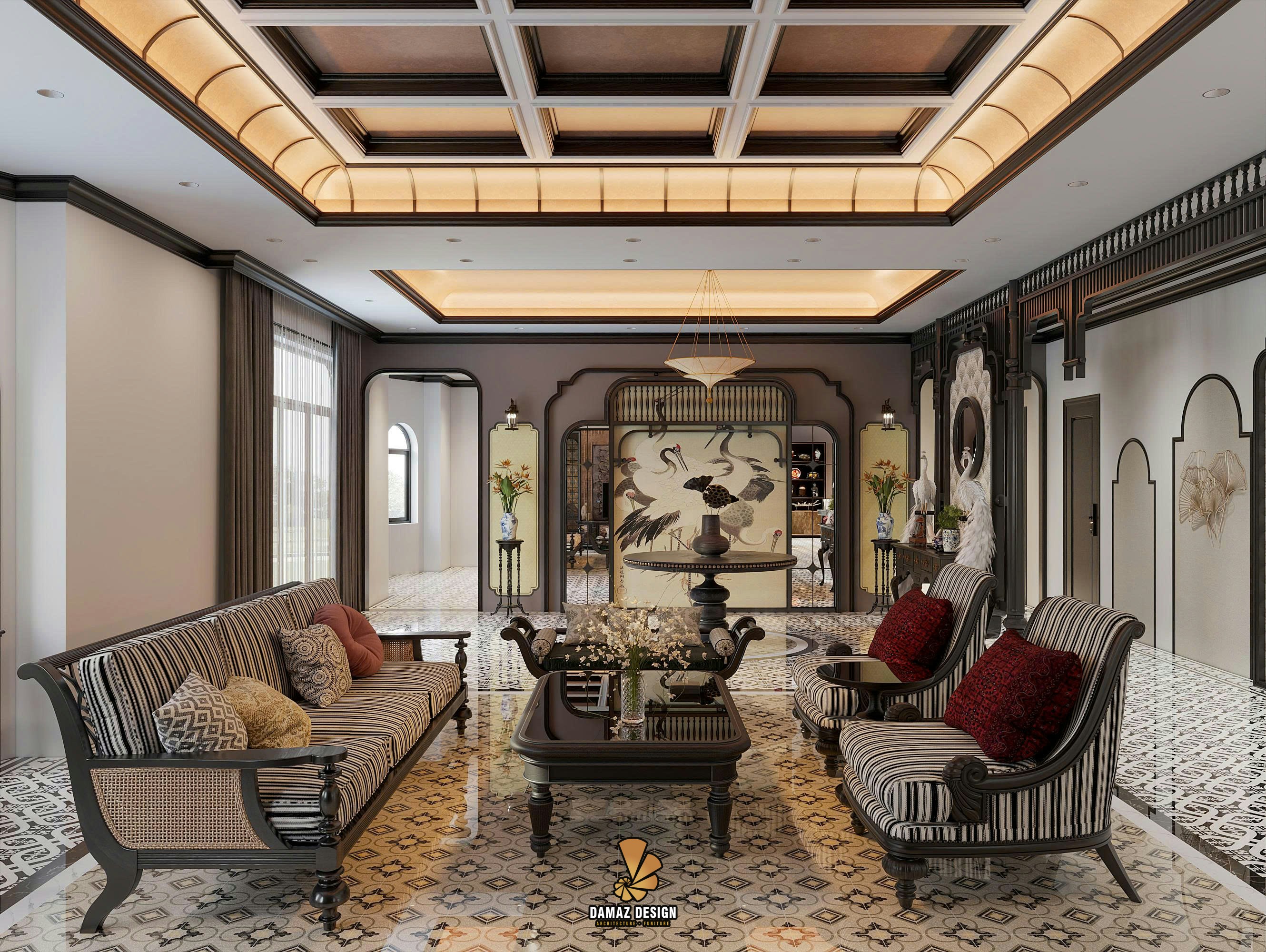 Elegant cigar lounge interior