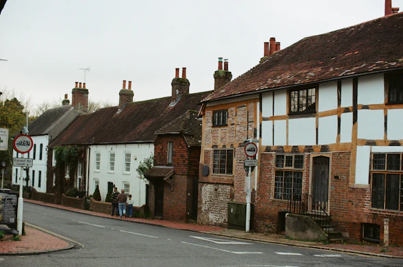 Row of historic buildings along a street