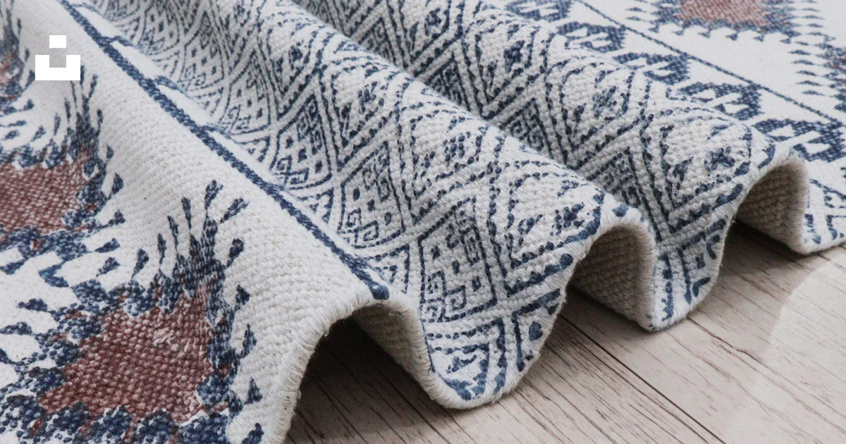 Patterned Rug Close Up Close-up of a textured rug with geometric patterns photo – Free Pattern ...
