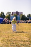 Child jumping in a sack race outdoors