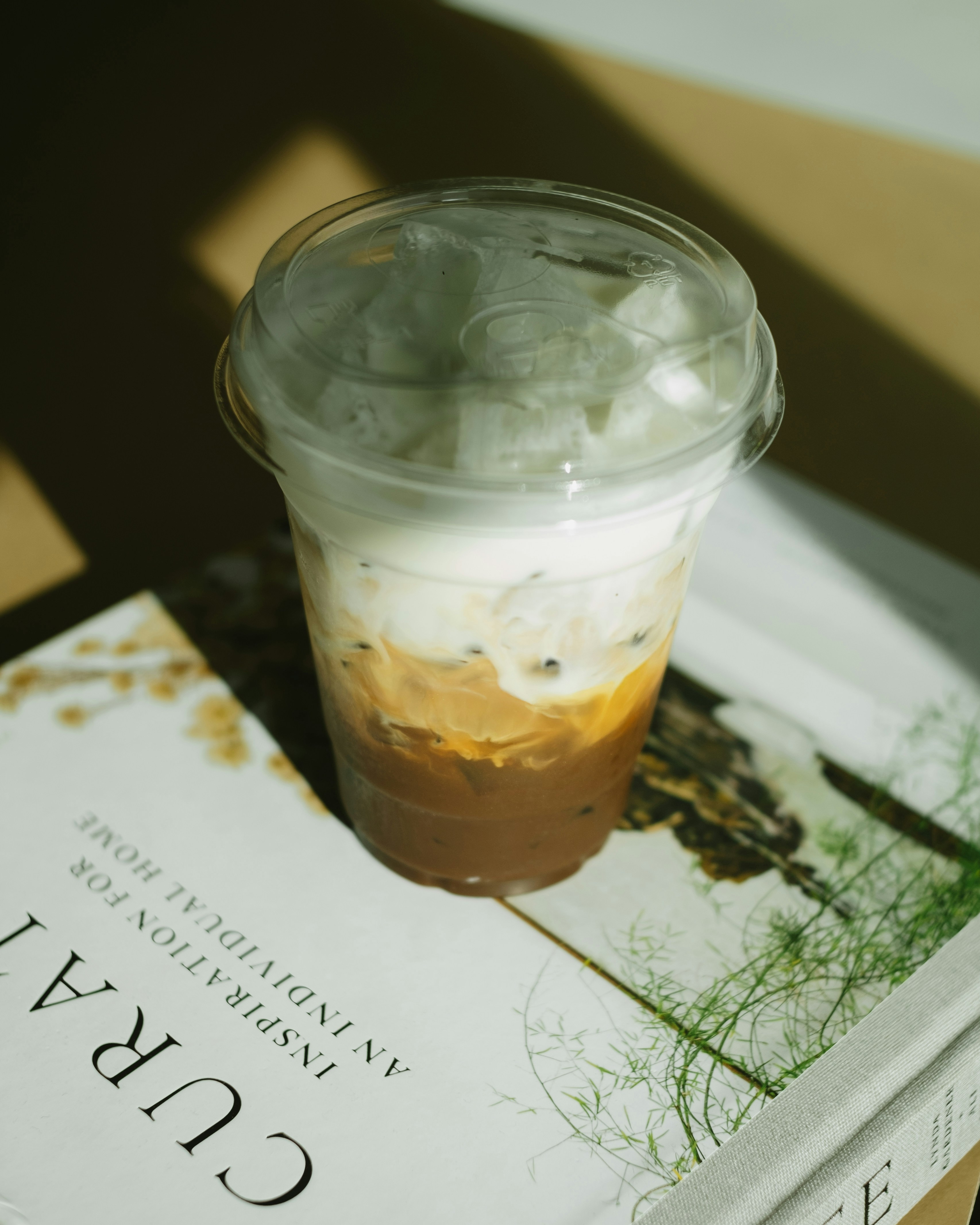 Iced coffee with layers of cream and chocolate