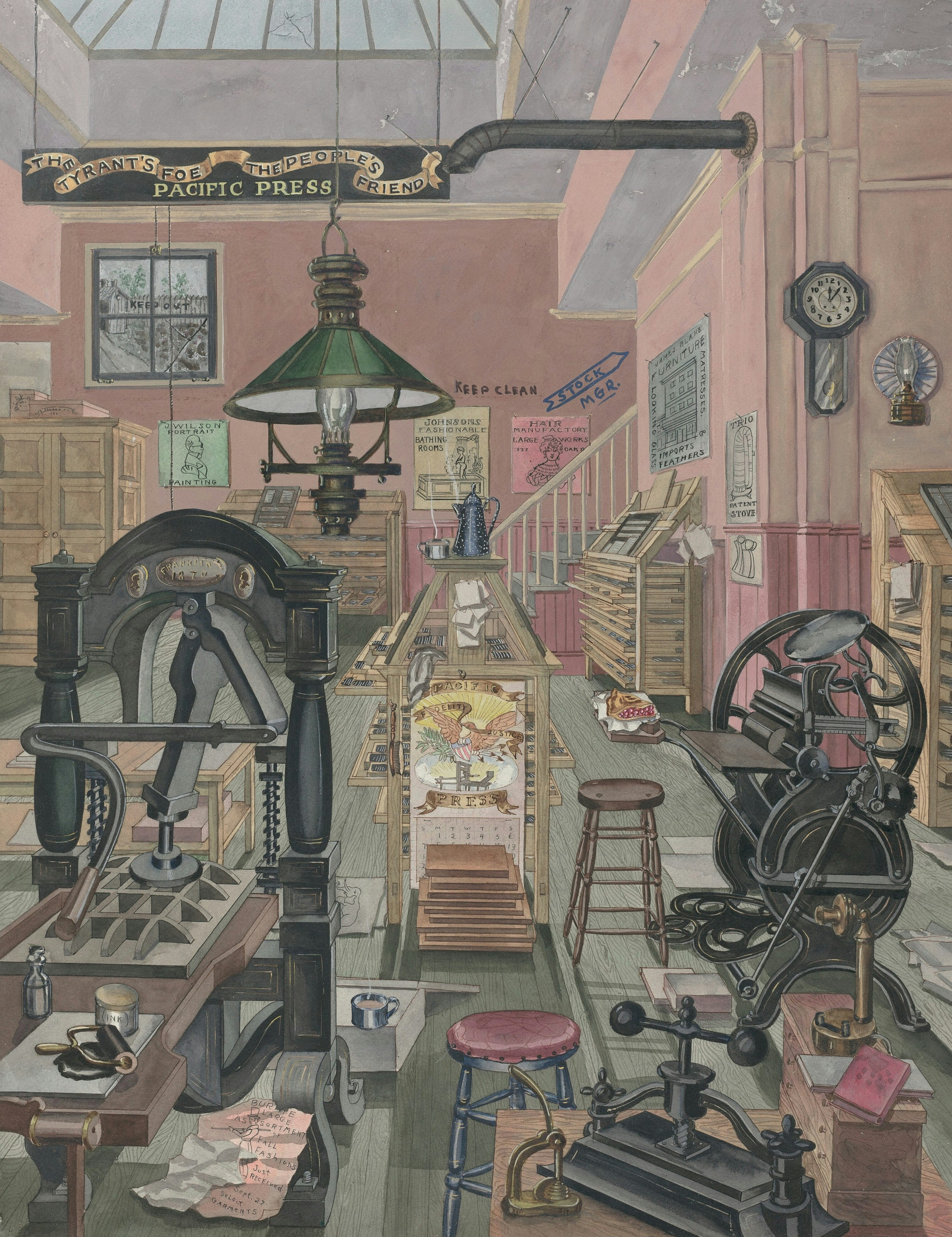 Print Shop, 1870 1935/1942 Perkins Harnly Associated Names Perkins Harnly Artist, American, 1901 - 1986 https://www.nga.gov/artworks/19854-print-shop-1870