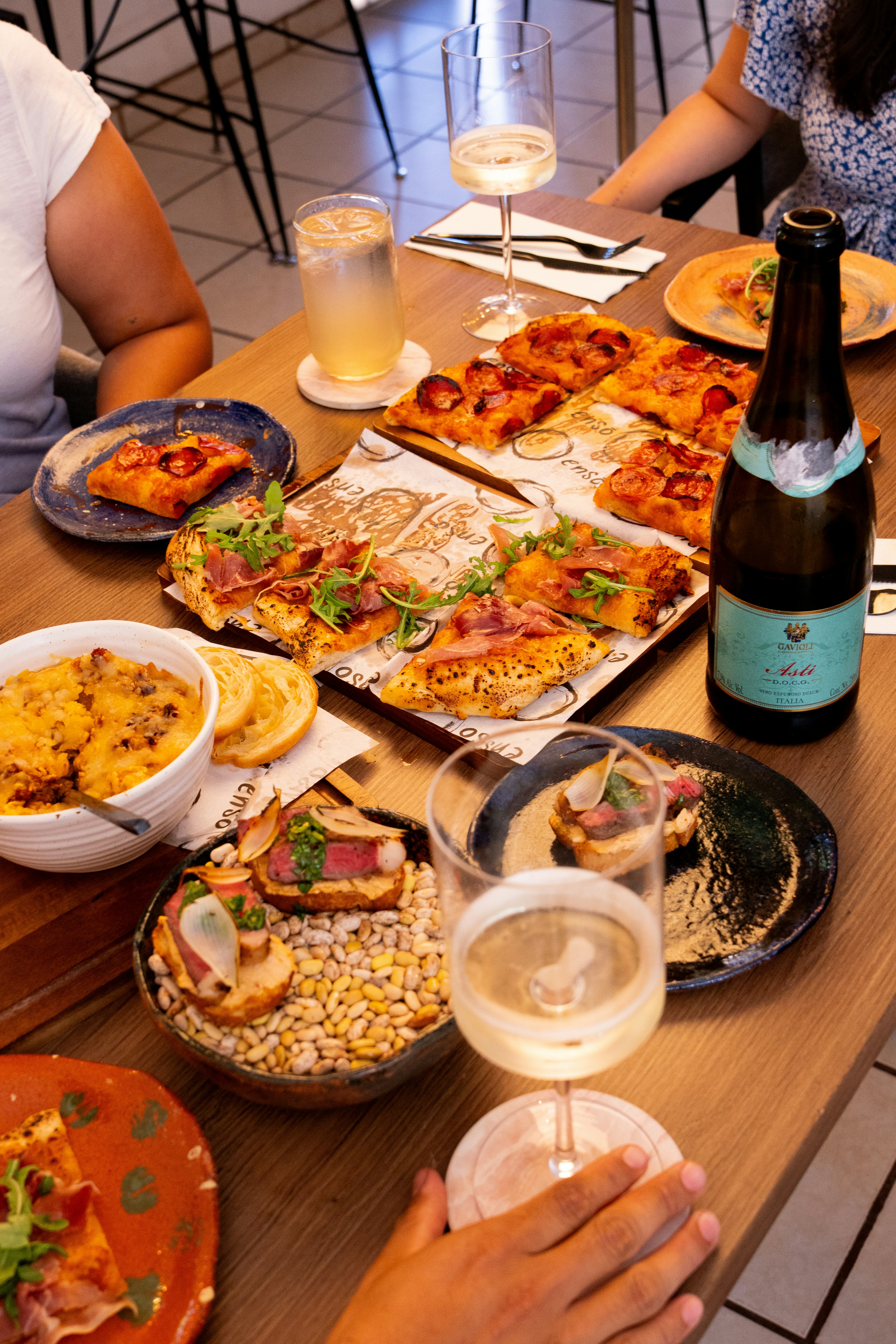 A table full of delicious food and drinks