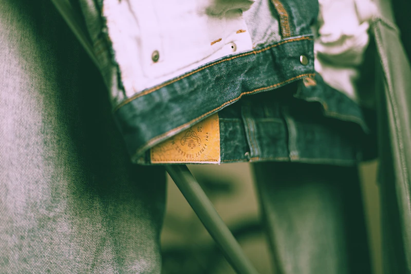 Close-up of a denim jacket label