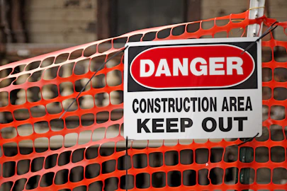 Danger construction area keep out sign
