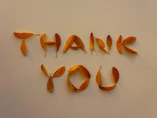Text formed by autumn leaves saying thank you