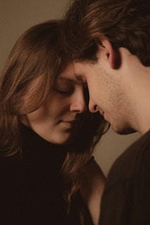 Couple touching foreheads in intimate moment