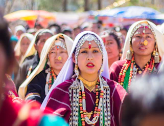 Women in traditional attire at a festival