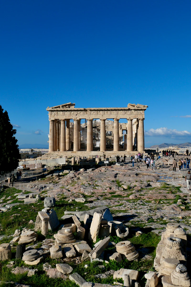 The Parthenon under a clear blue sky
