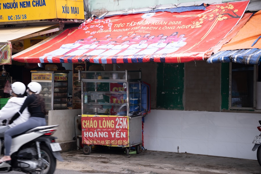 A street food cart abroad — hepatitis A commonly spreads through contaminated food