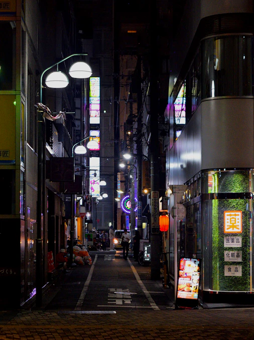 ネオン輝く東京の路地