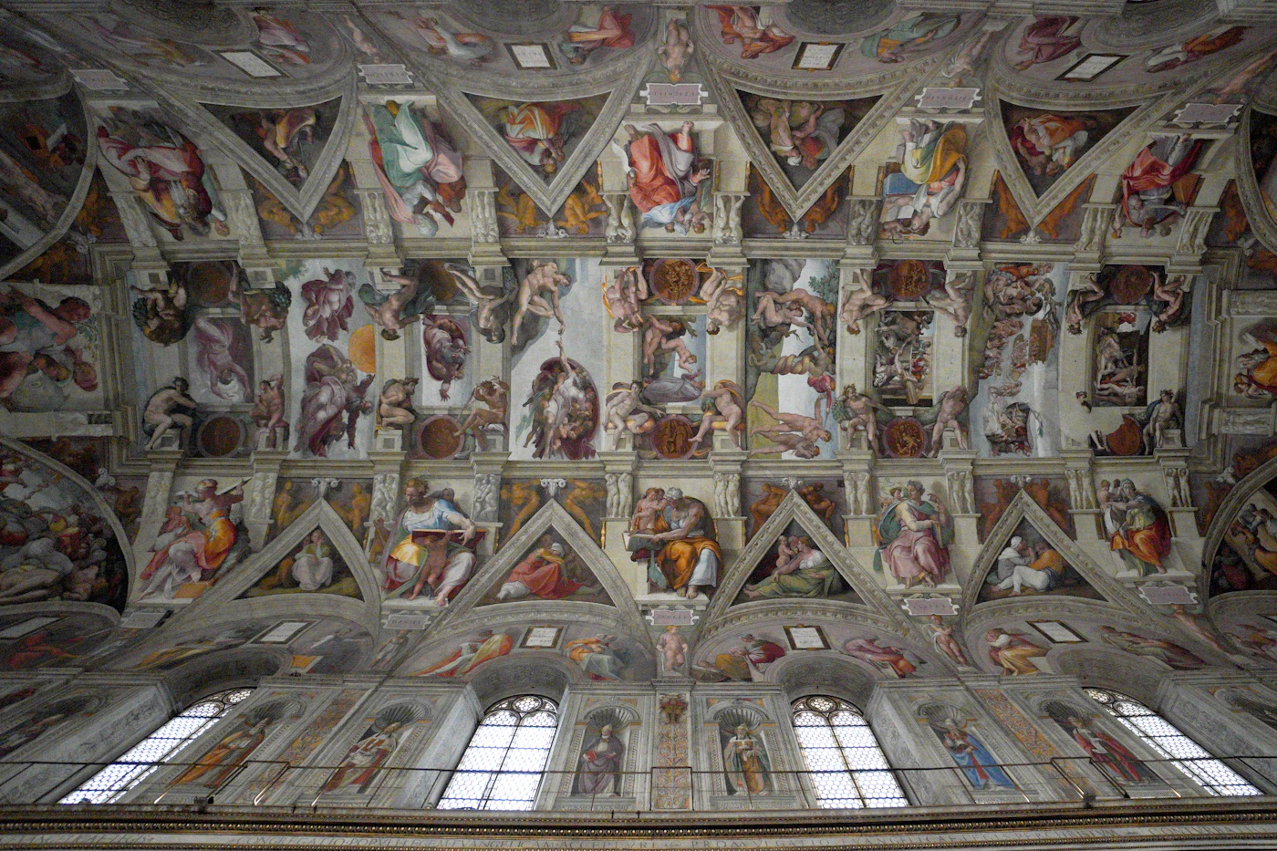 Frescoed ceiling of the Sistine Chapel in the Vatican