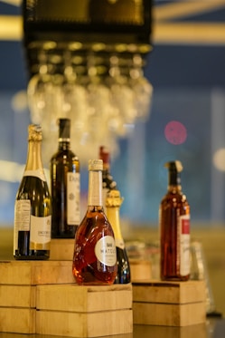 Assortment of wine bottles on display