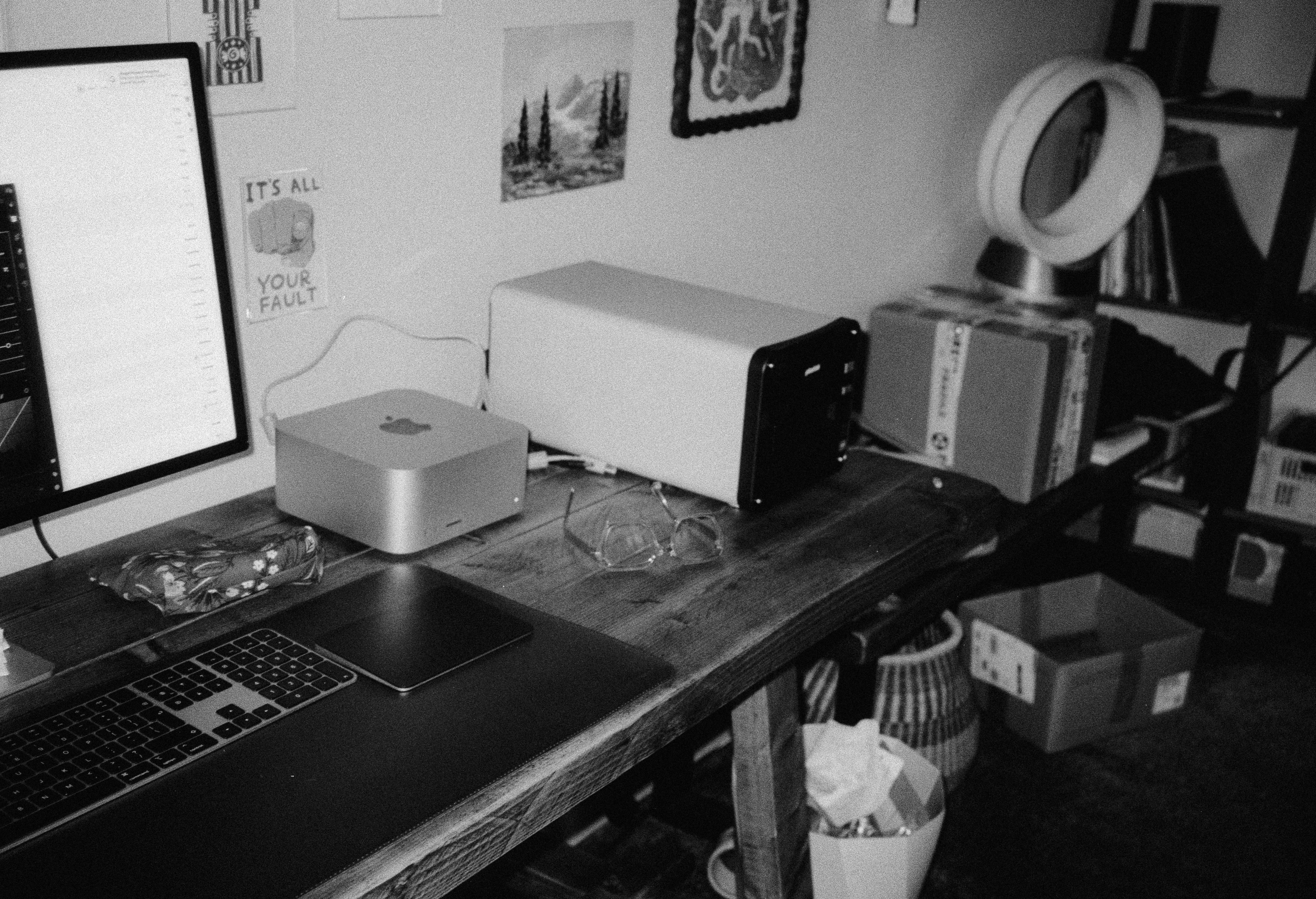 Apple Mac Studio silver aluminum chassis workstation on creative studio desk