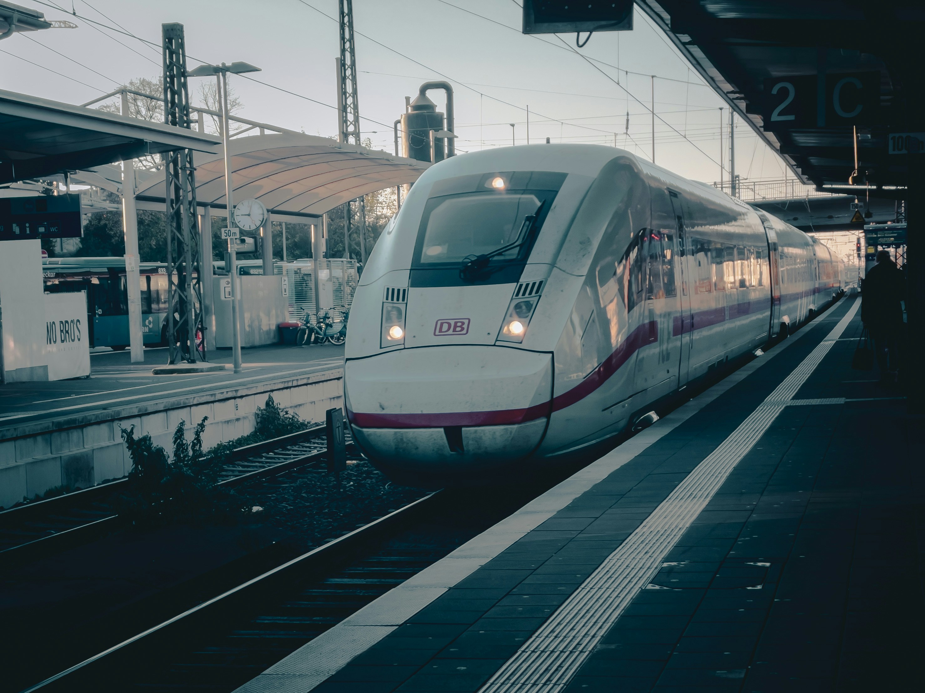 Modern train at a station platform