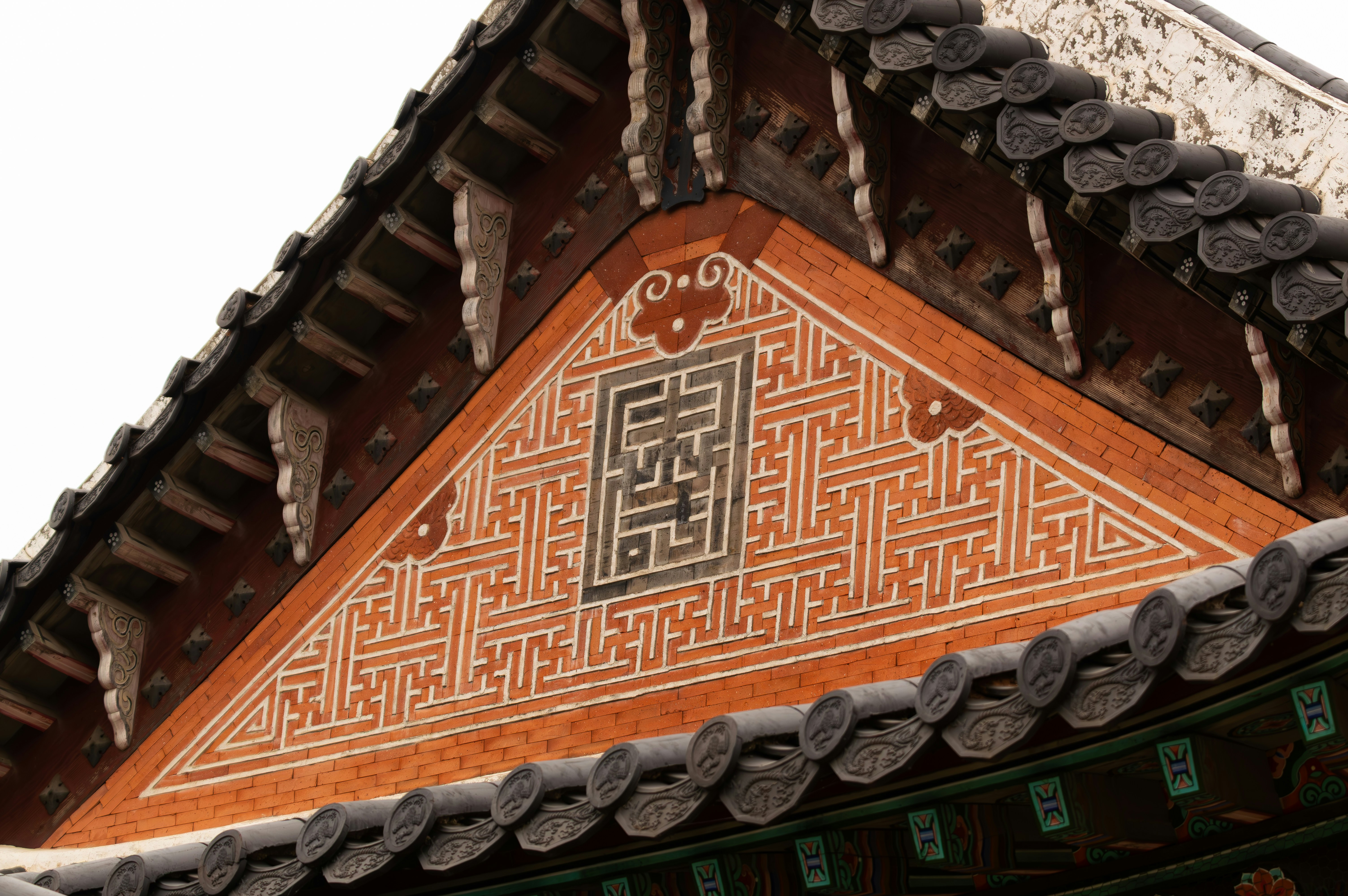 Niujie Mosque Exterior Traditional Chinese Architecture Red Walls Decorative Roof Tiles