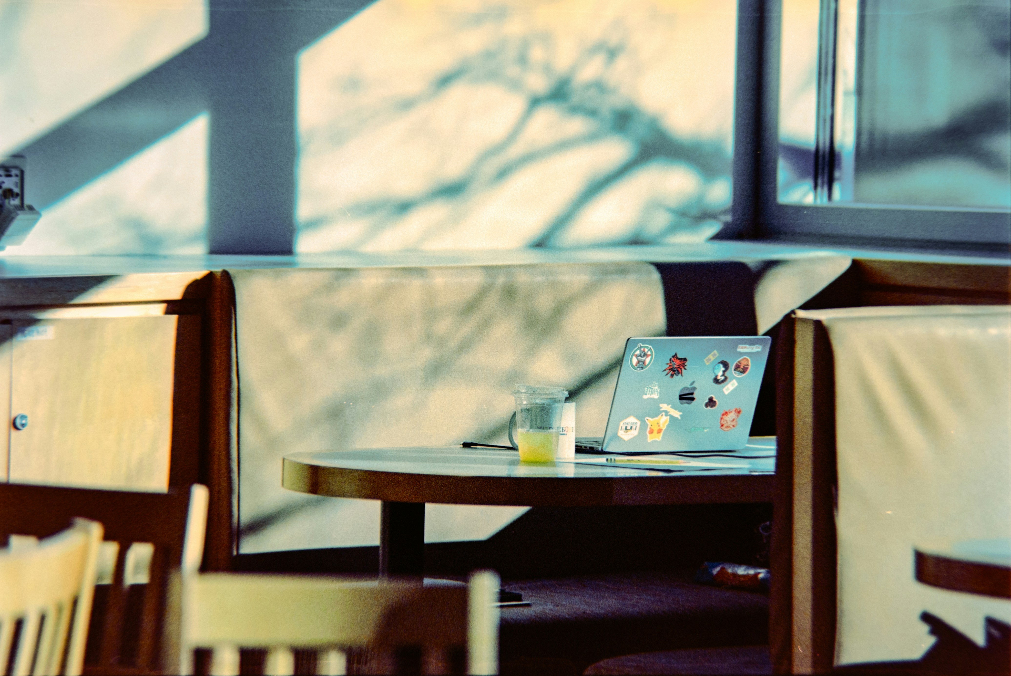 Learning with laptop and drink