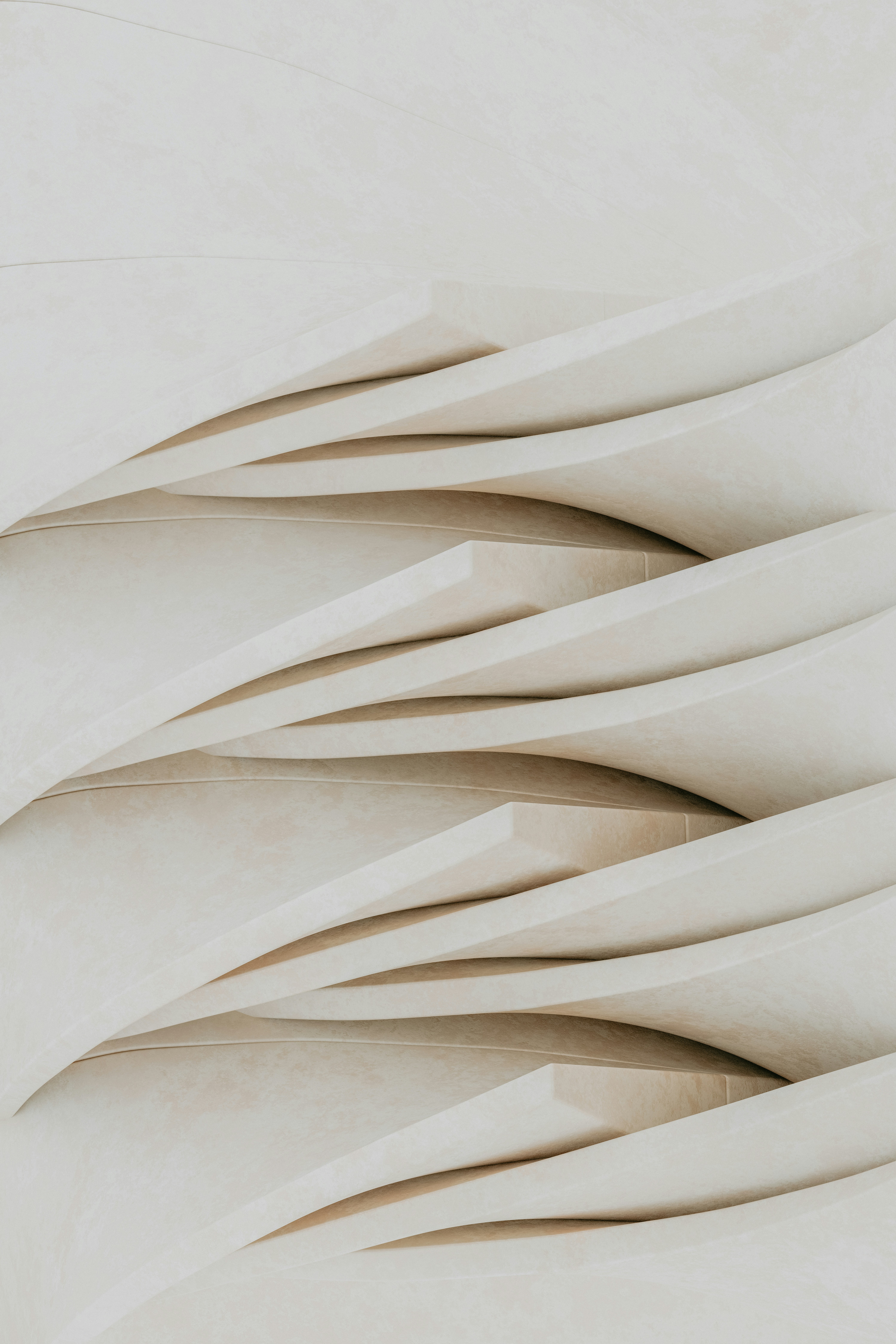 Abstract layered cream-colored architectural detail