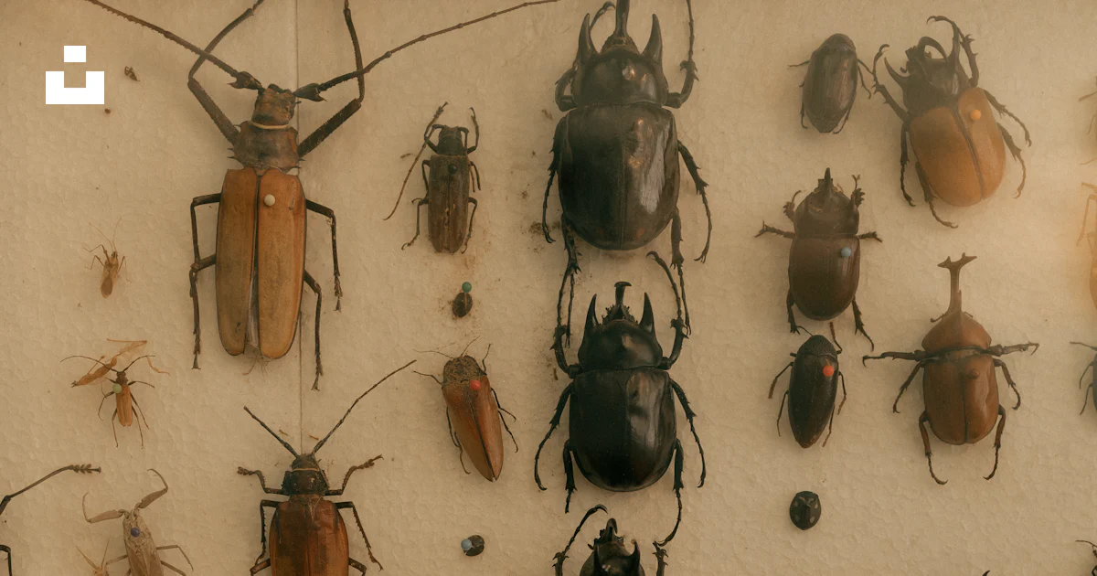 Presevred Insects Collection of various preserved insects and beetles. photo – Free ...