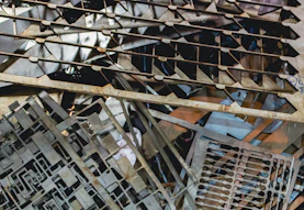 Scrap metal pieces with geometric patterns