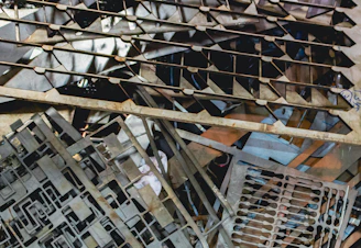 Scrap metal pieces with geometric patterns