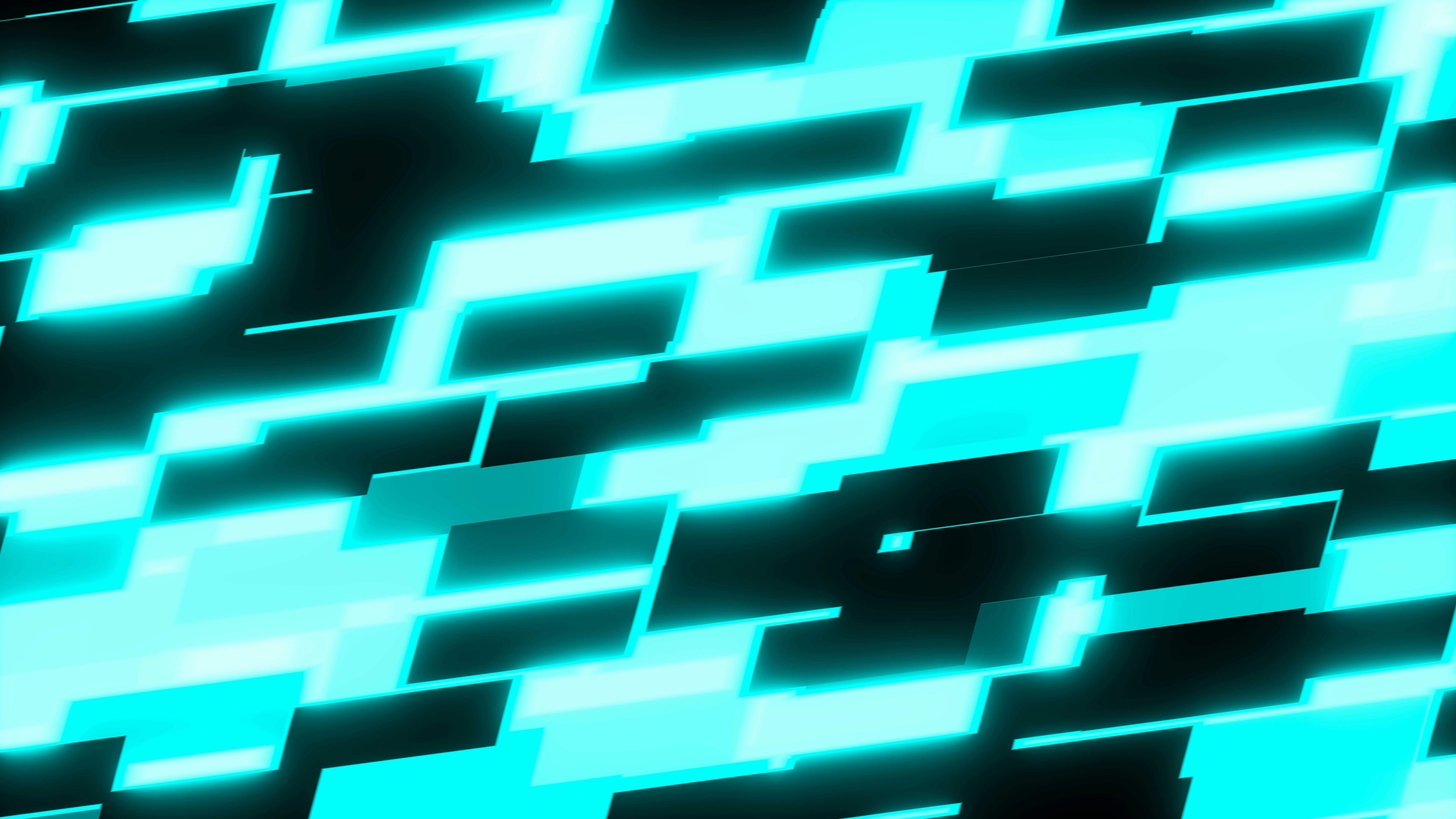 Abstract glowing cyan rectangles on black background