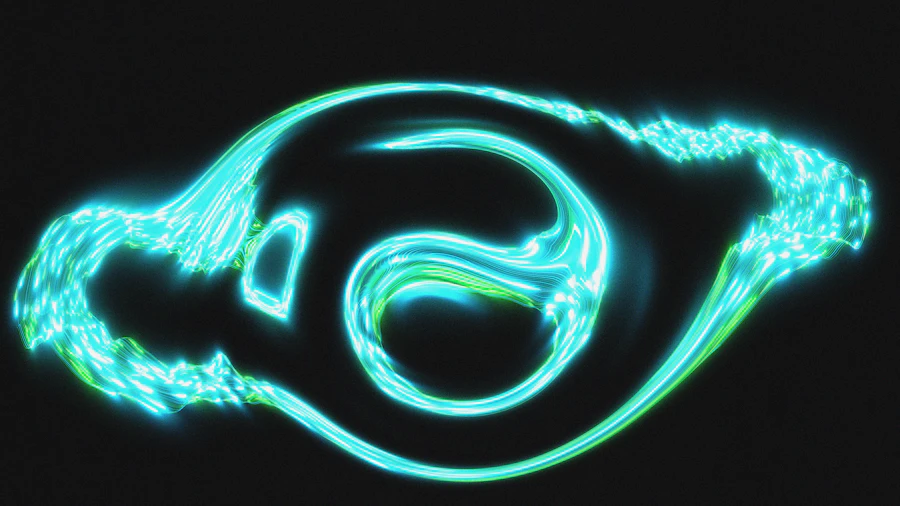 Abstract glowing blue eye visualization on a dark background