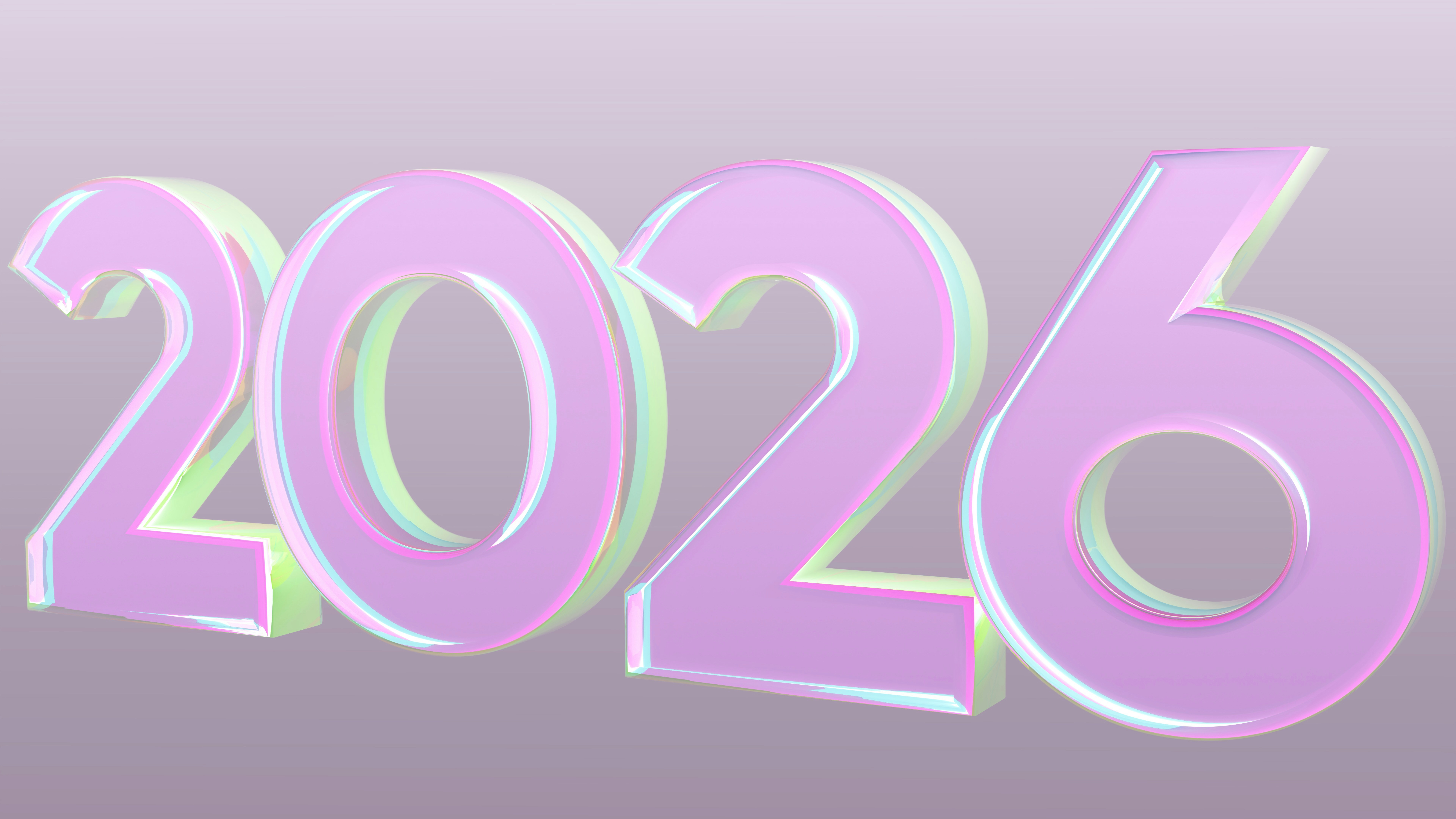 The year 2026 in pastel 3D numbers