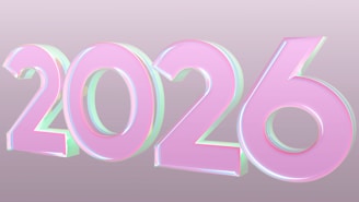 The year 2026 in pink 3D numbers.