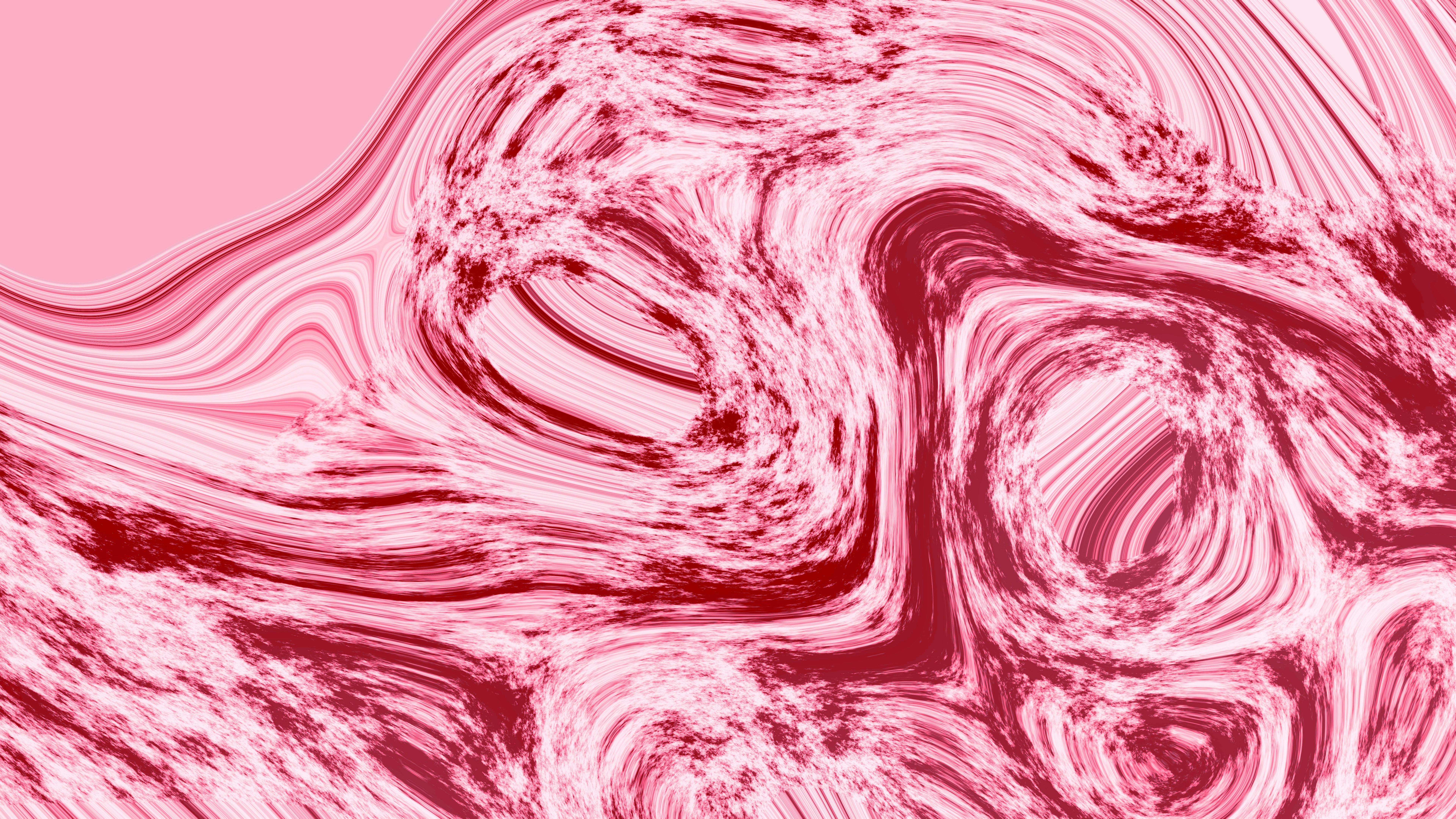 Abstract swirling pattern of pink and red colors.