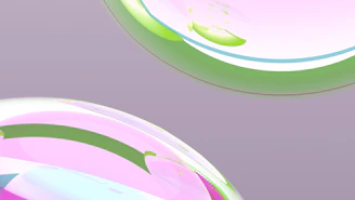 Abstract pastel shapes with green and pink accents.