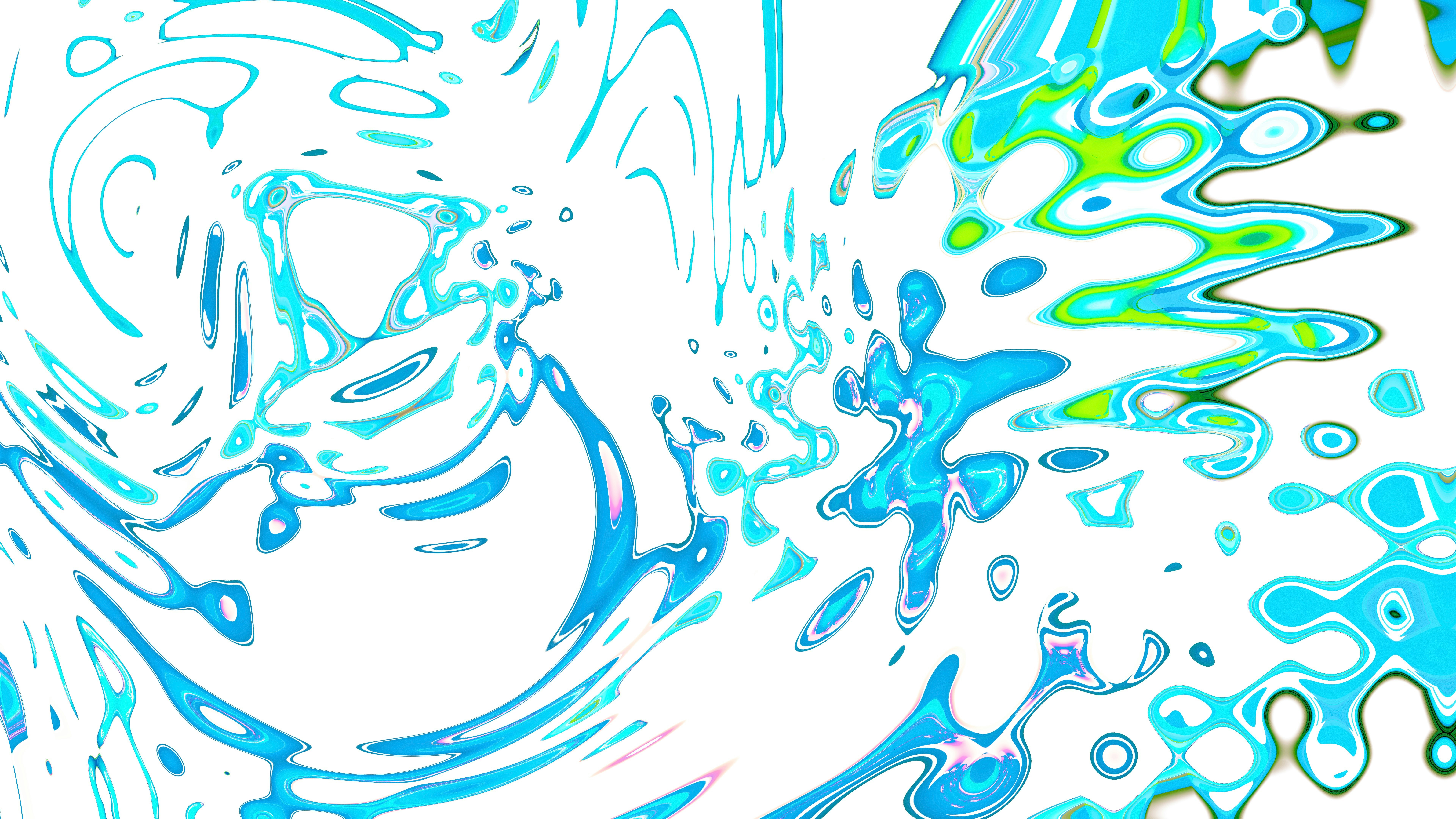 Abstract blue and green swirls on white background