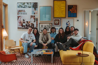 A group of people sitting on a couch