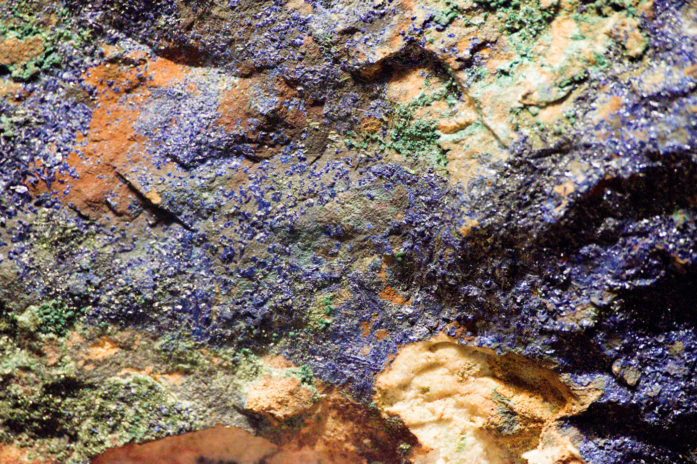 Macro view of blue and green mineral texture representing natural lapidary material