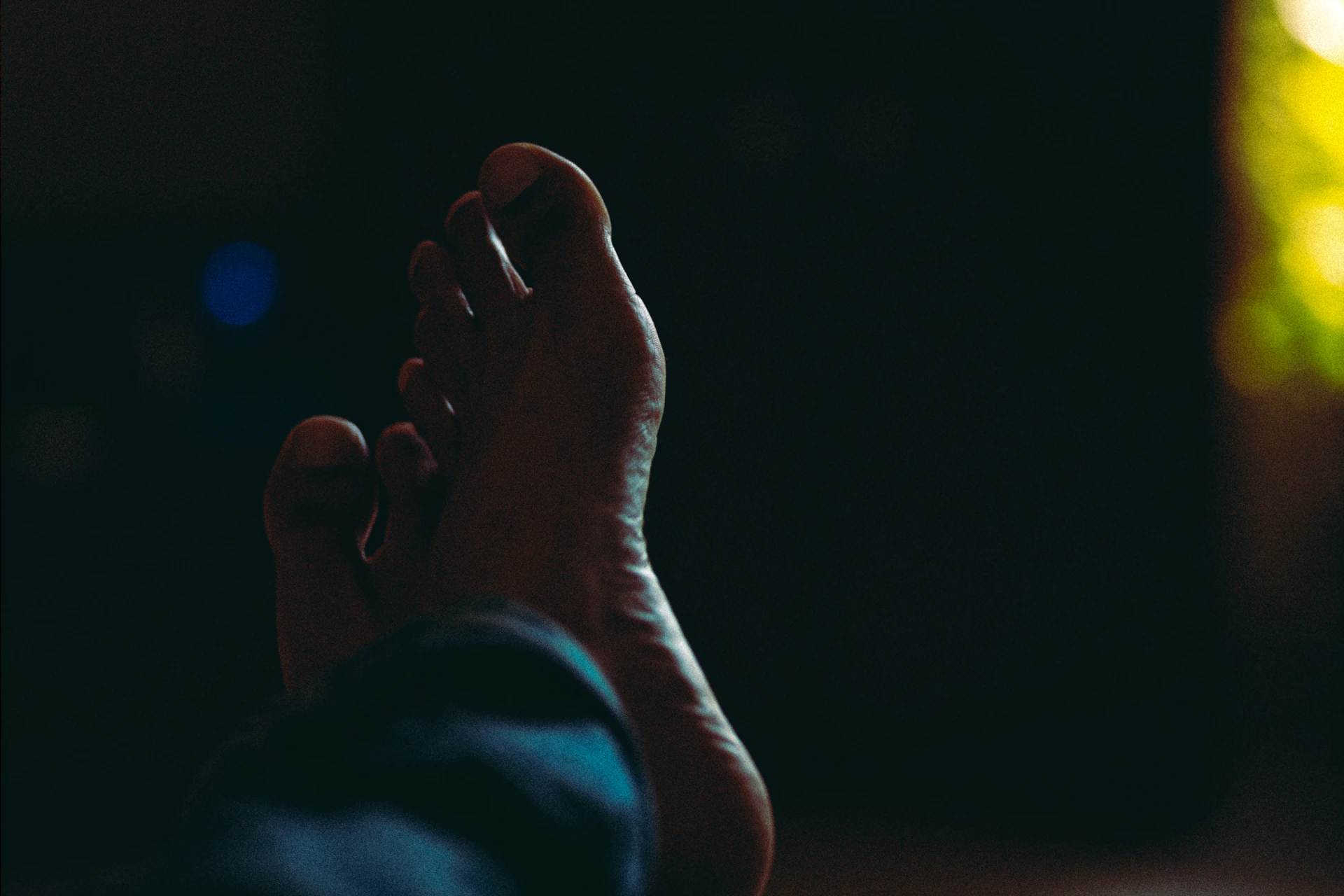 Close up of a bare foot resting