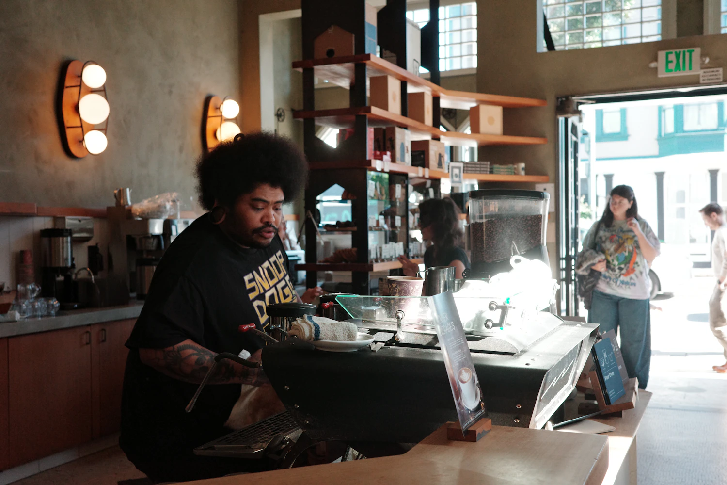Barista working inside a San Francisco coffee business