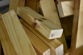 Pile of unfinished wooden blocks