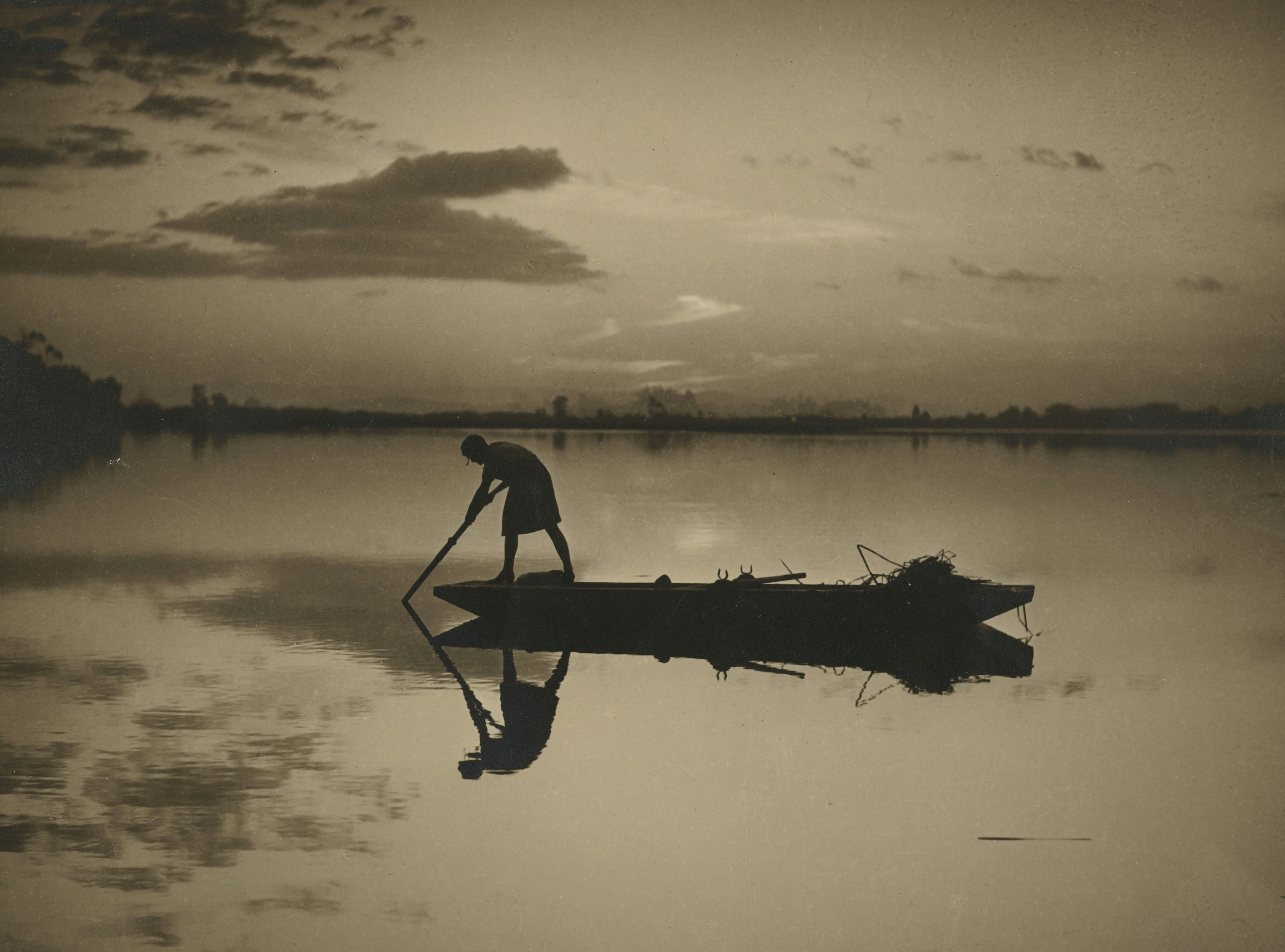 Rowing out at sunset