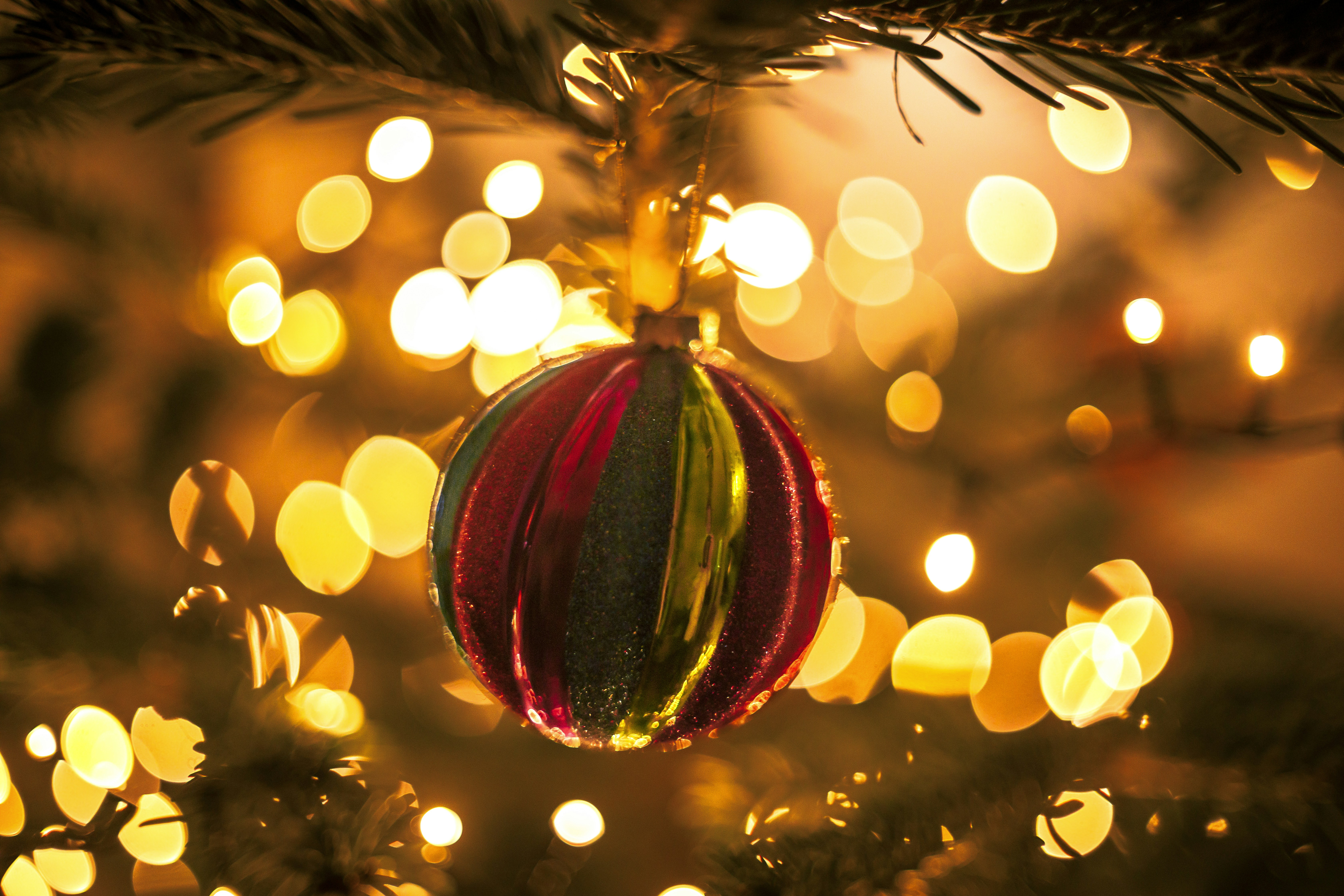 Ornament close-up with bokeh lights