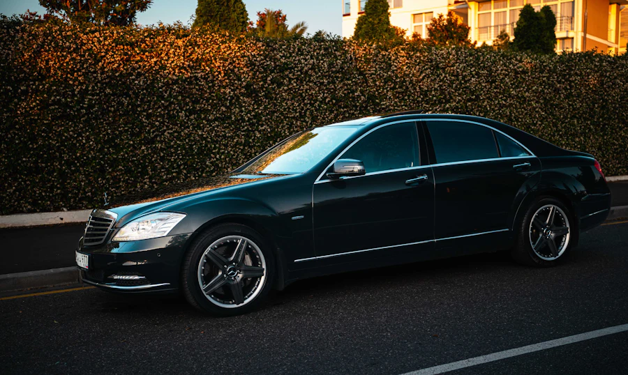 Luxury sedan ready for a full-day chauffeur booking in Dubai
