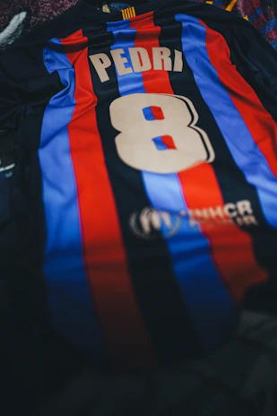Fc barcelona jersey with pedri 8 on back