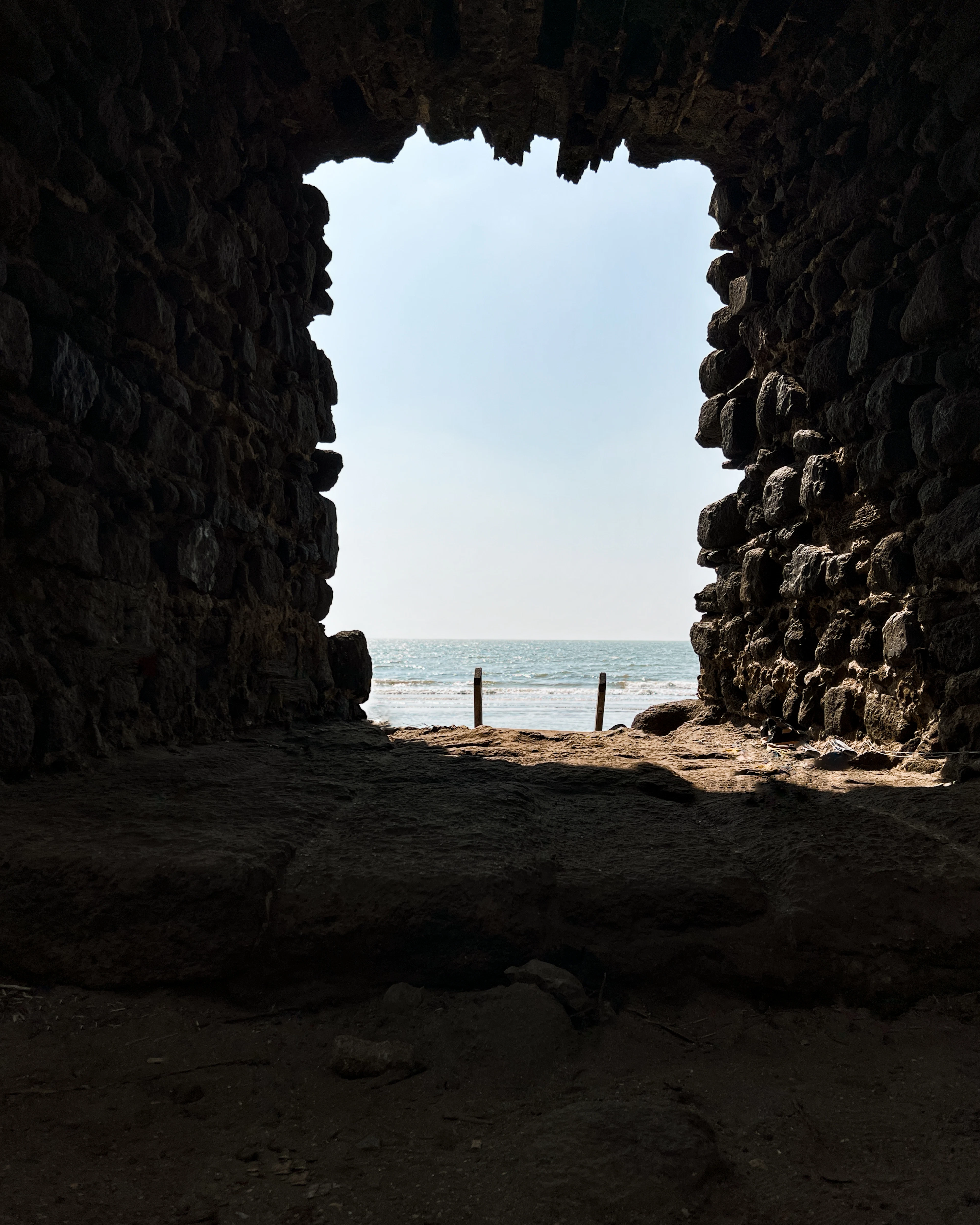 Old coral-stone fort ramparts overlooking the ocean