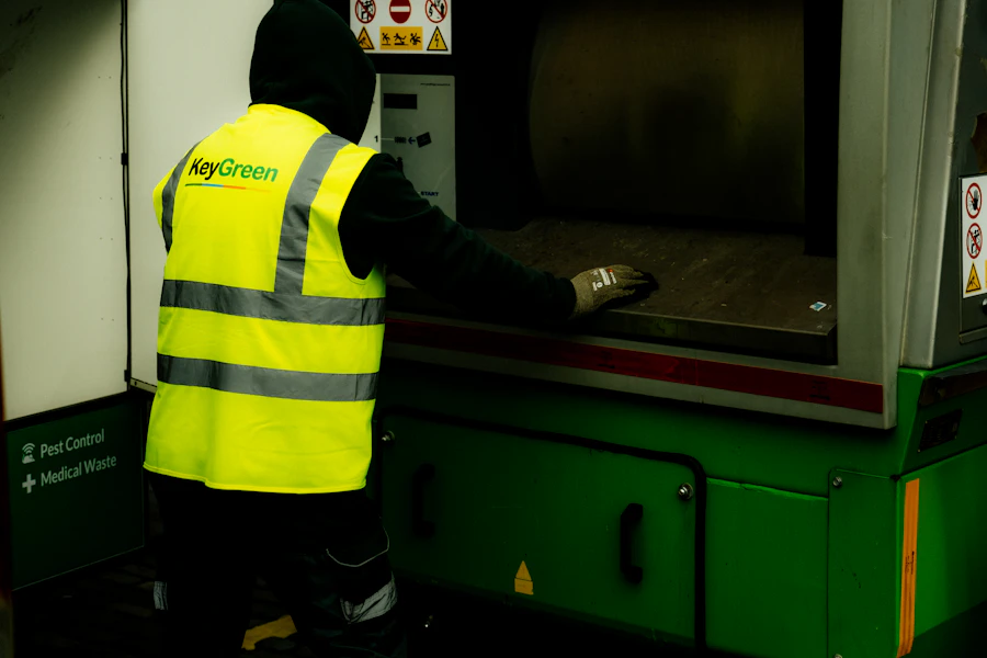 Pest control worker in professional safety equipment