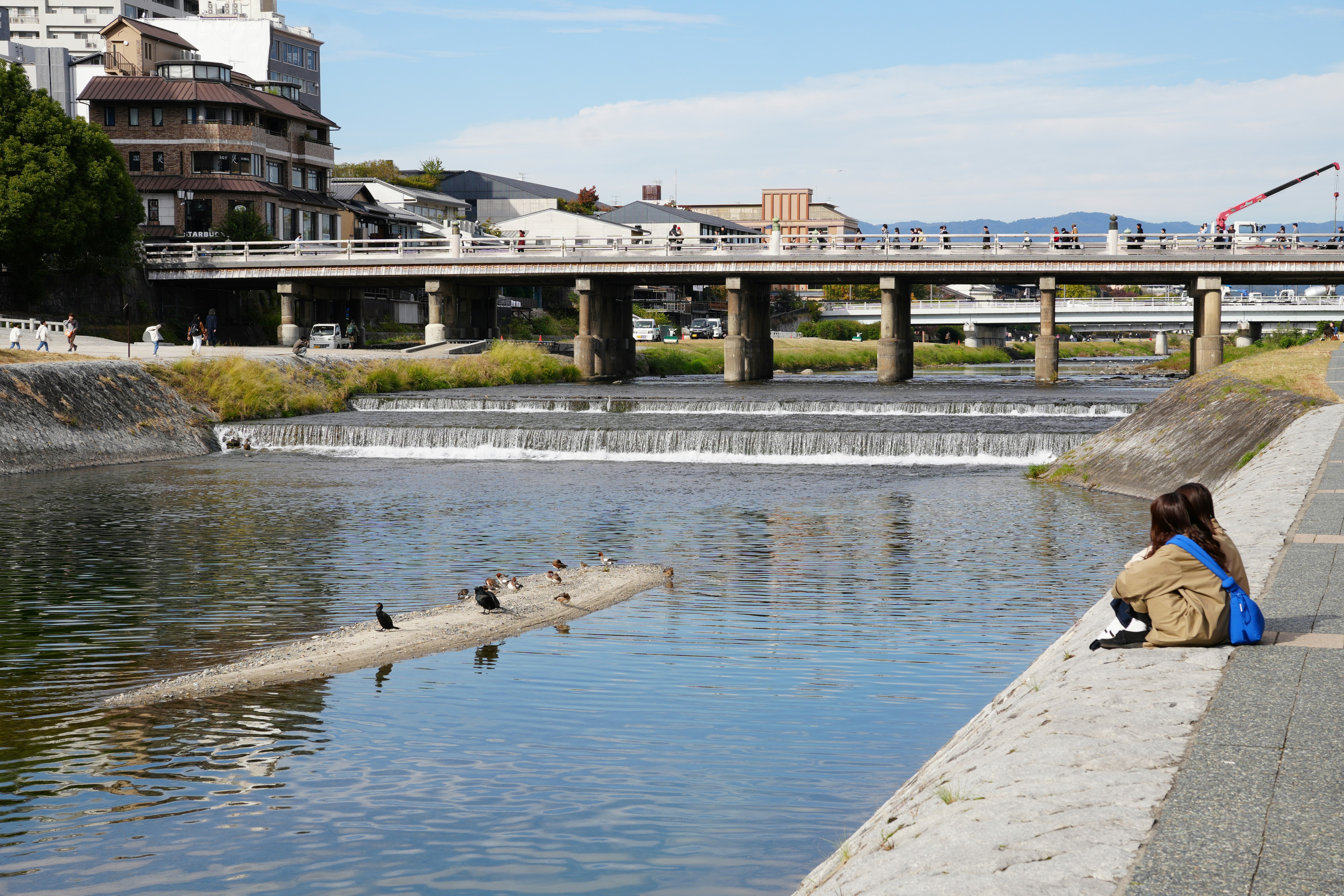 The Kamo River. Kyoto. Japan. The Kamo River is located in Kyoto Prefecture, Japan.