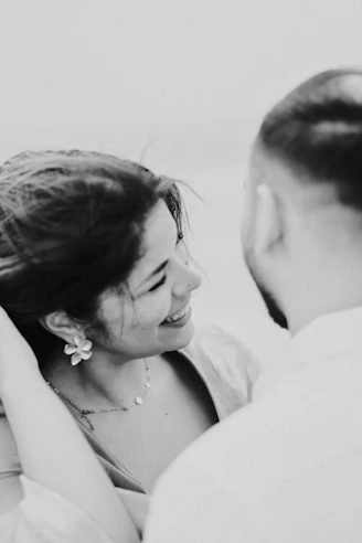 Couple sharing a tender moment outdoors