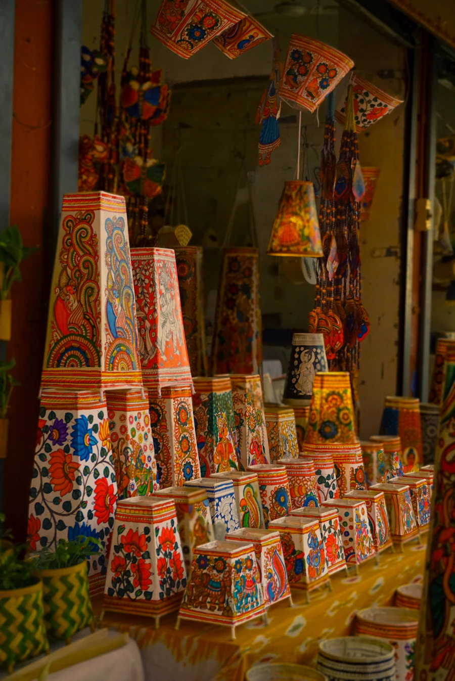Decorated lanterns and baskets