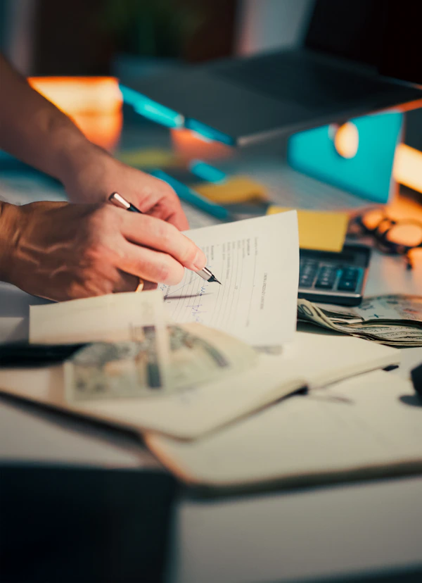 Pessoa assinando documento, representando troca e portabilidade de plano de saúde