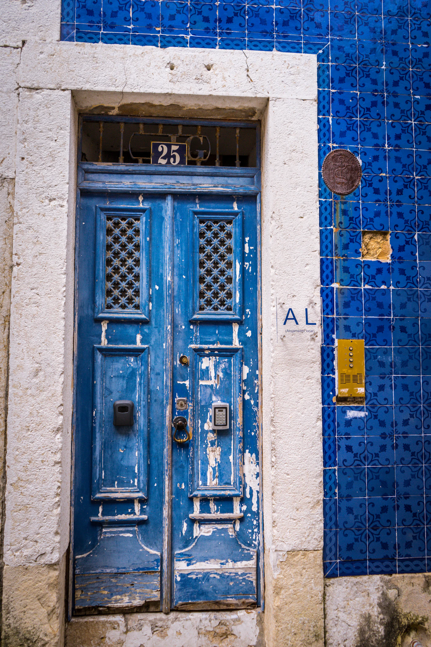 Painted tiles on a Lisbon facade