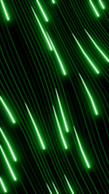 Abstract green lines flowing on a dark background