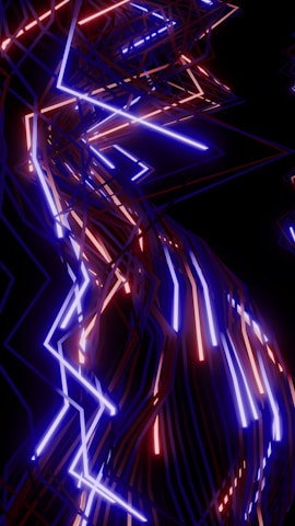 Abstract glowing neon lines on black background